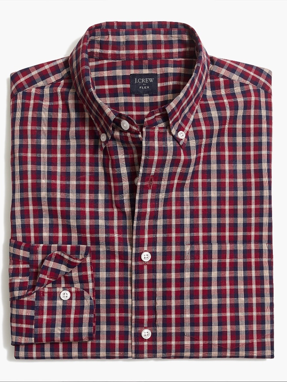 J. Crew Factory Plaid Slim Flex Washed Button Down Oxford Shirt
